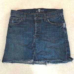 7 for all mankind denim high waist button fly mini skirt upcycled from pant s 27